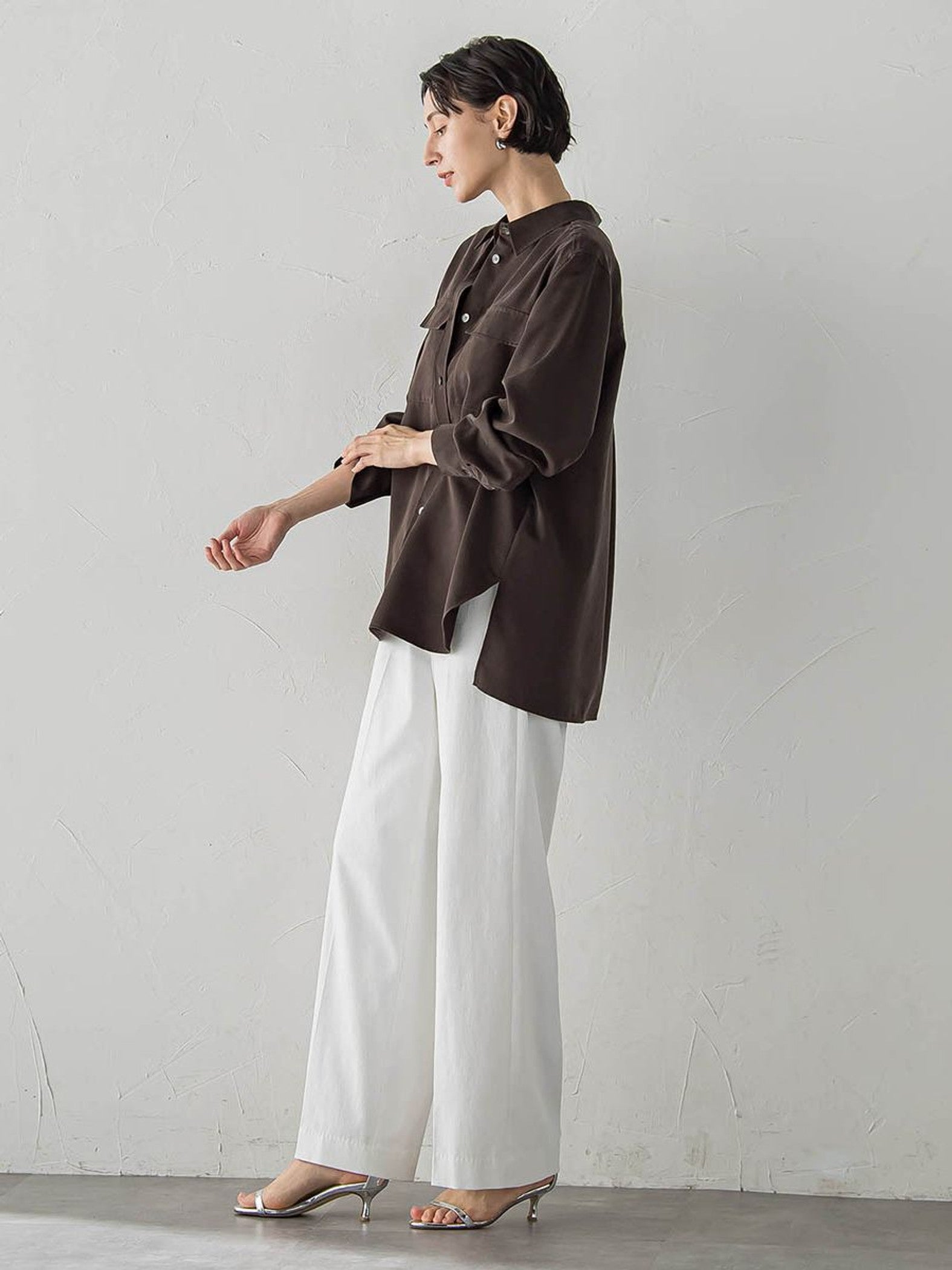 【WEB限定/+5cm丈長め】【極・名品パンツ】シェルタリングワイドパンツ