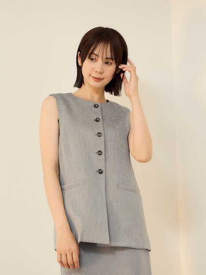 リネン調シャークロングジレ