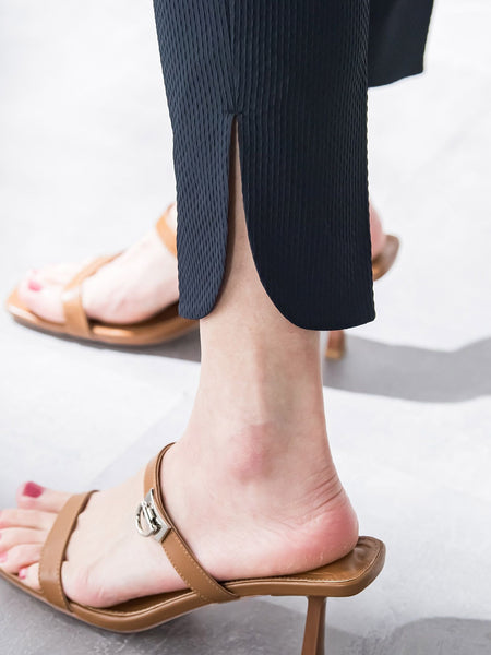 ストレッチドビー裾スリットパンツ≪洗濯機で洗える≫