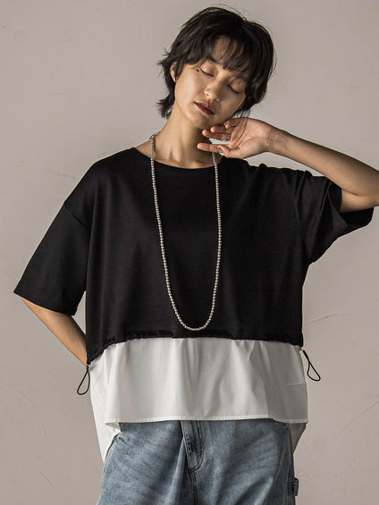 【WEB限定】シャツレイヤード風プルオーバー≪手洗い可能≫