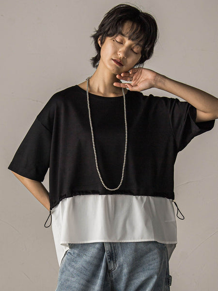 【WEB限定】シャツレイヤード風プルオーバー≪手洗い可能≫