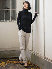 【大きいサイズ】ラメリブタートルニット