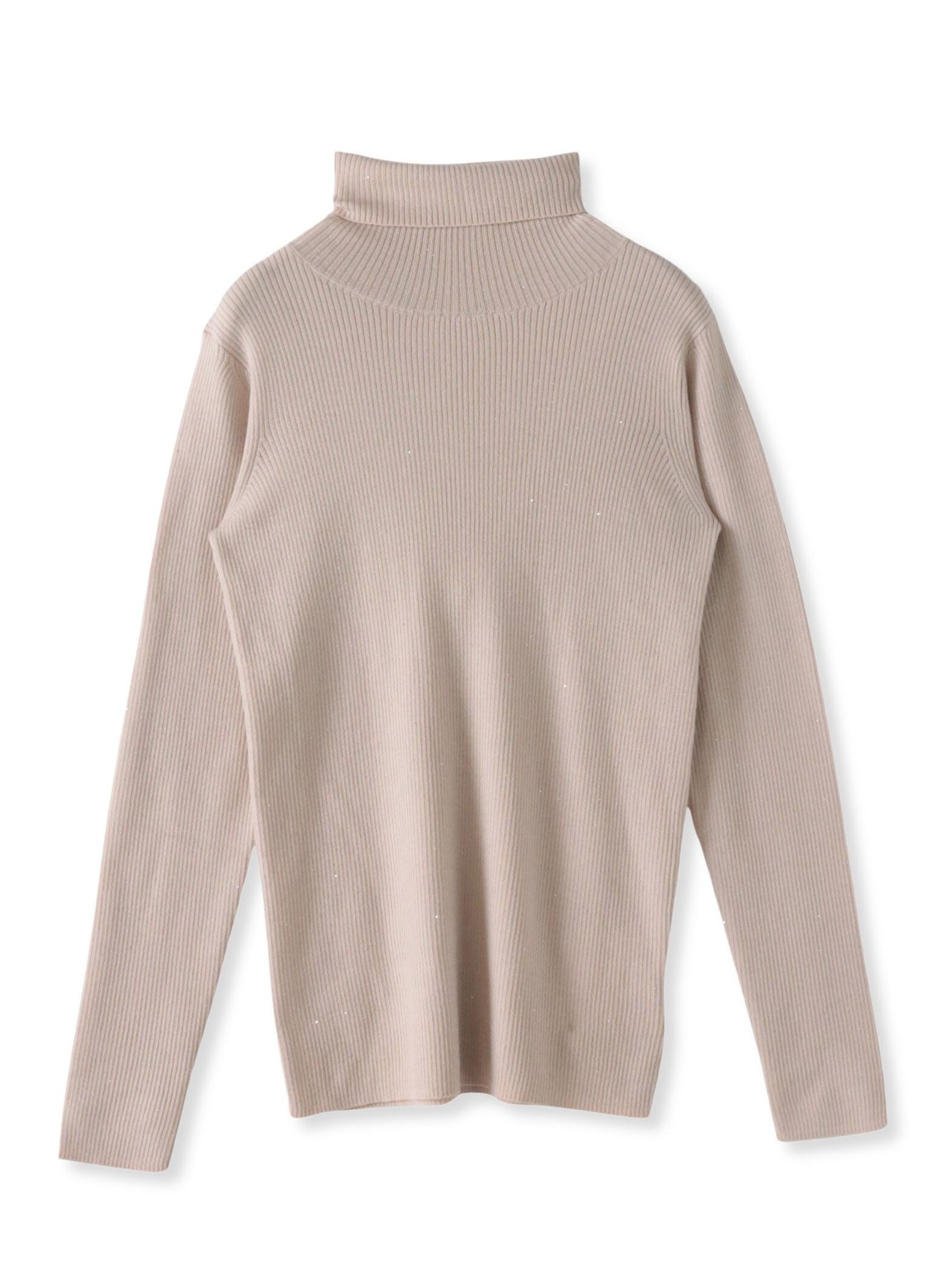 【新色追加】スパンコールリブタートルニット