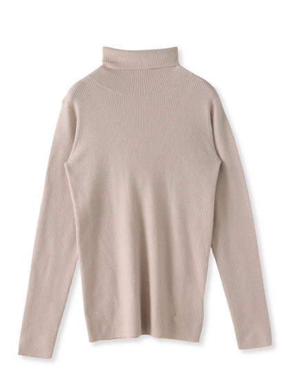 【新色追加】スパンコールリブタートルニット