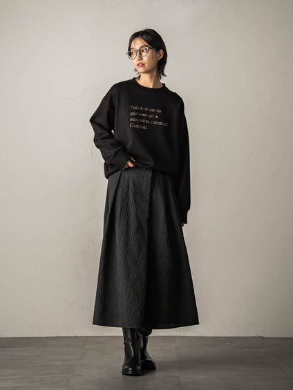 型押しジャガードタックフレアスカート≪手洗い可能≫