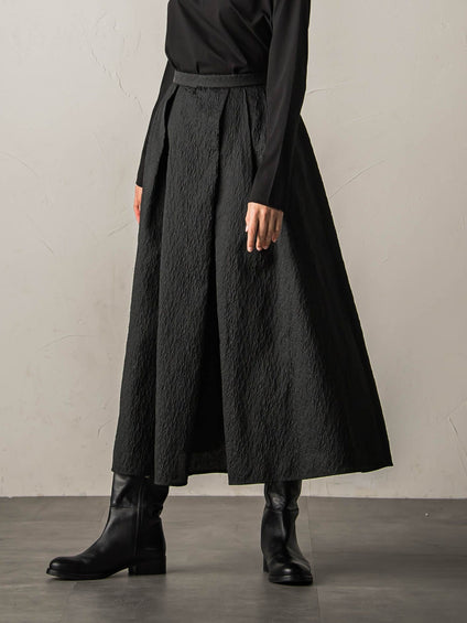 型押しジャガードタックフレアスカート≪手洗い可能≫