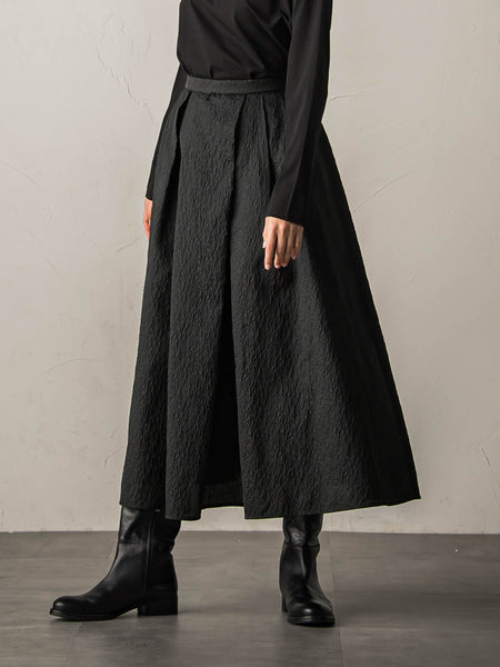 型押しジャガードタックフレアスカート≪手洗い可能≫