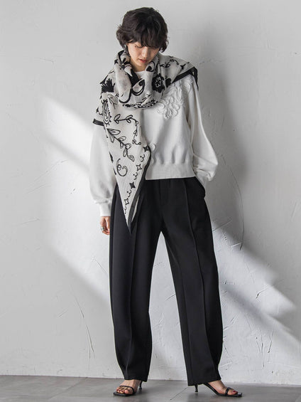 フラワーモチーフプルオーバー≪洗濯機で洗える≫