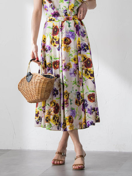 【KEITA KAWASAKI × Viaggio Bluコラボ】パンジープリントスカート