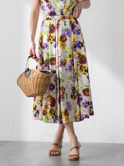 【KEITA KAWASAKI × Viaggio Bluコラボ】パンジープリントスカート