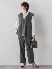 【受注会限定+5cm丈長め】クラッシックツイードストレートパンツ