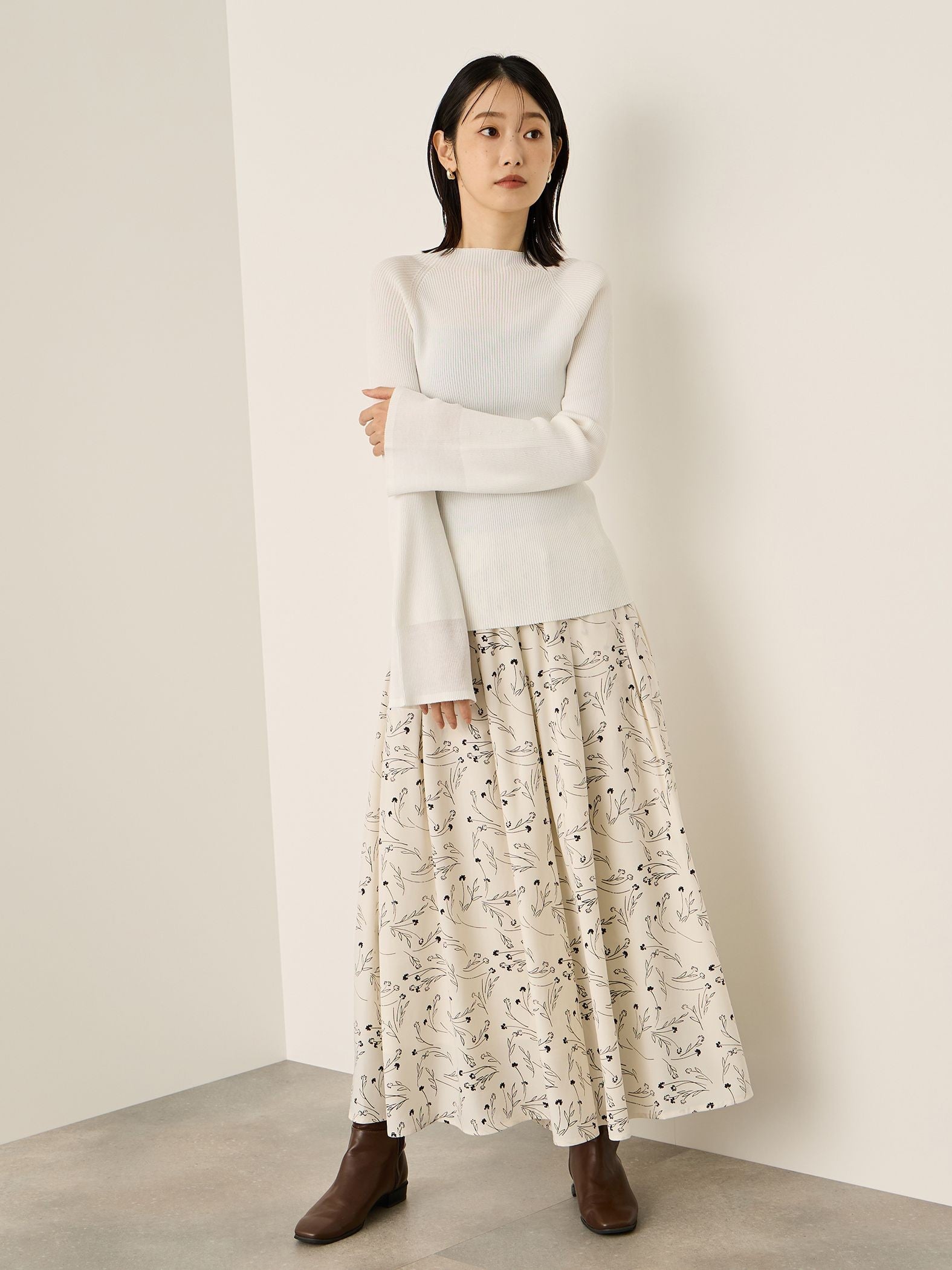 シアースリーブリブニットプルオーバー≪手洗い可能≫