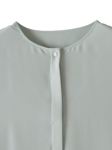 【大きいサイズ】メランジツイルノーカラーブラウス