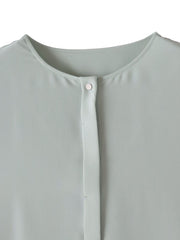 【大きいサイズ】メランジツイルノーカラーブラウス