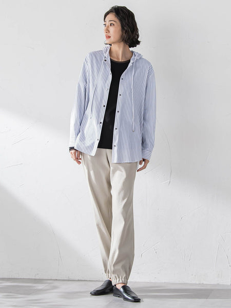 【大きいサイズ】ドビーストライプフードシャツ