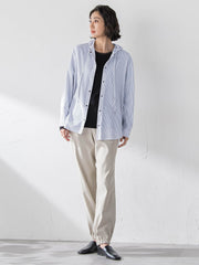 【大きいサイズ】ドビーストライプフードシャツ