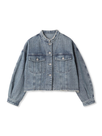 デニムショートジャケット≪洗濯機で洗える≫