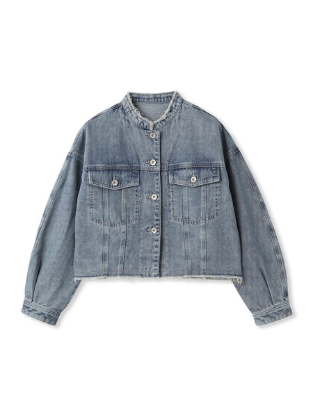 デニムショートジャケット≪洗濯機で洗える≫