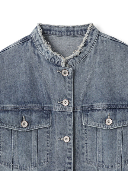 デニムショートジャケット≪洗濯機で洗える≫