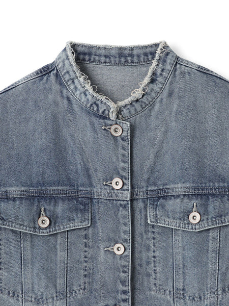 デニムショートジャケット≪洗濯機で洗える≫