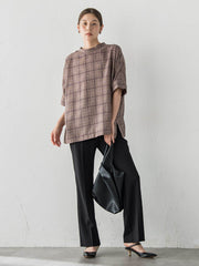 【大きいサイズ】前後2WAYチェックブラウス