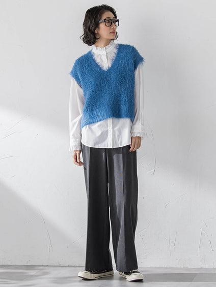 【大きいサイズ】ネックフリルブラウス