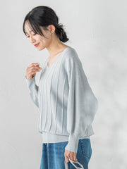 ラメドルマンVネックニット