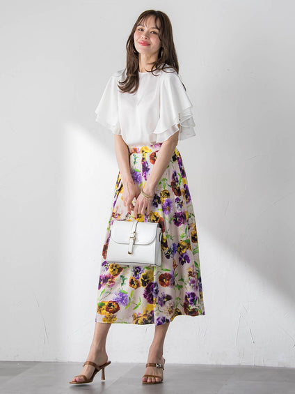 ラッフルスリーブブラウス