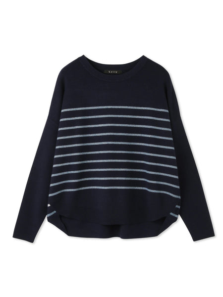 ラメボーダーウォッシャブルコクーンニット≪洗濯機で洗える≫