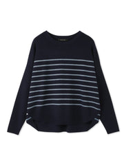 ラメボーダーウォッシャブルコクーンニット≪洗濯機で洗える≫