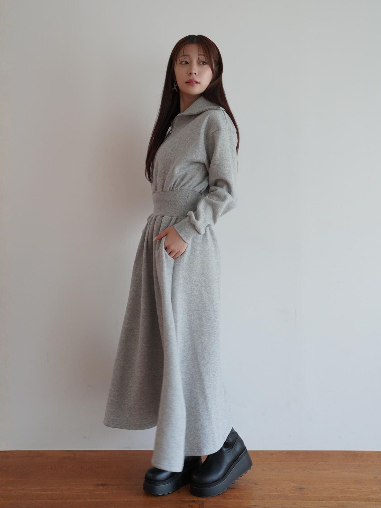 Sweat Rib Onepiece［under150cmさんにもオススメ］≪手洗い可能≫