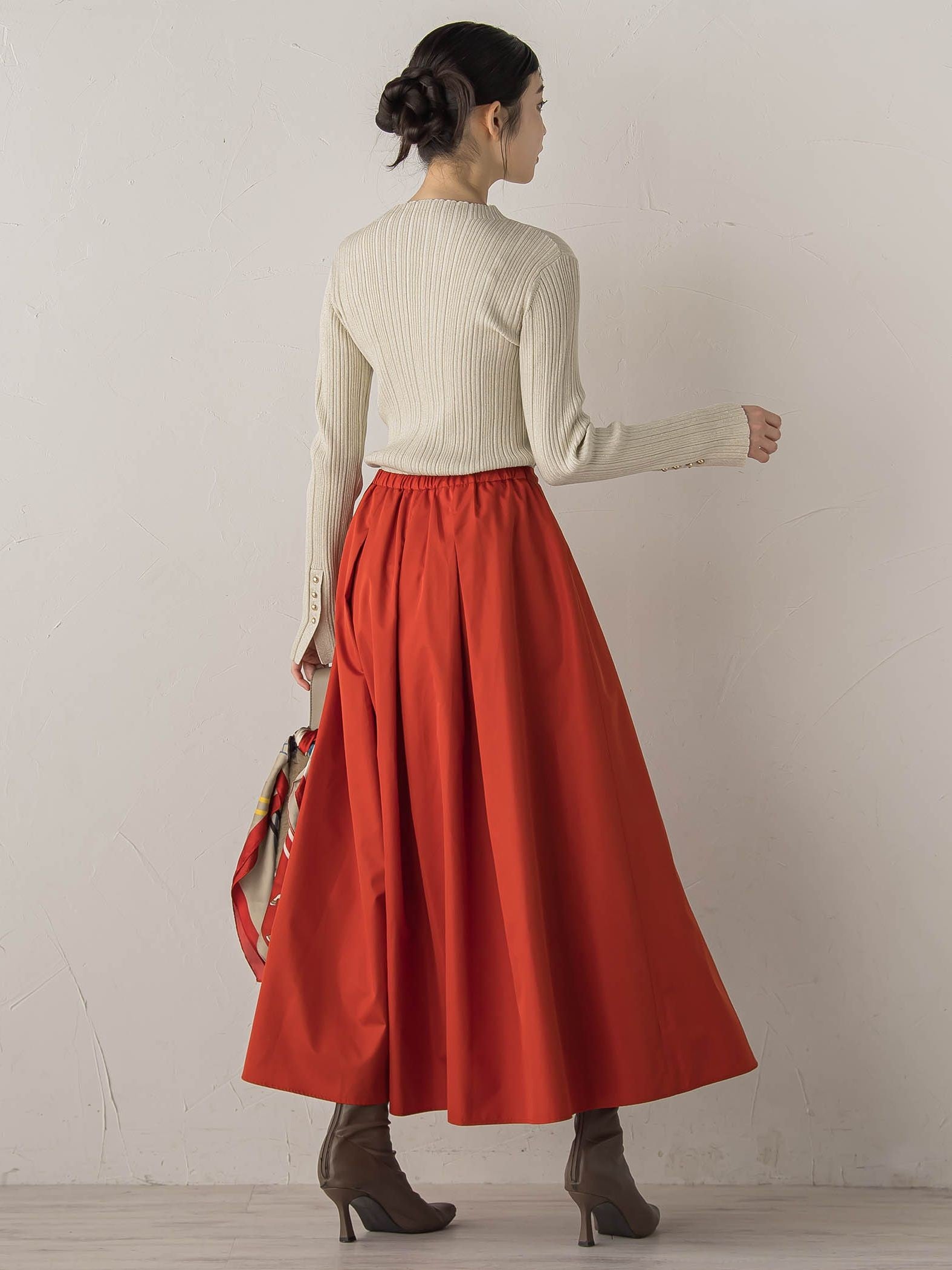 袖ボタンランダムリブニット≪手洗い可能≫