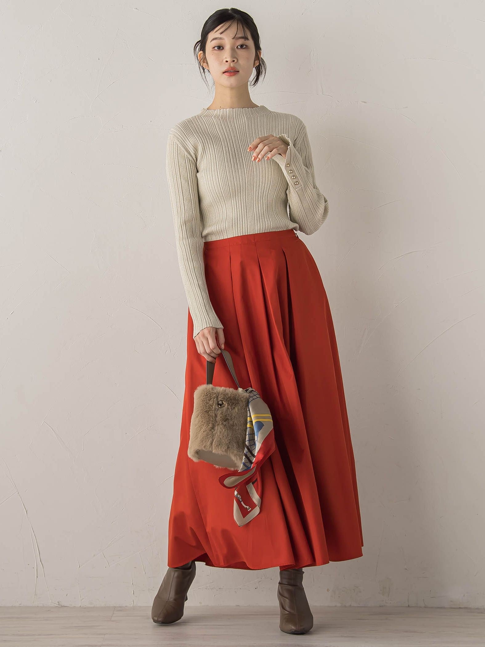 袖ボタンランダムリブニット≪手洗い可能≫