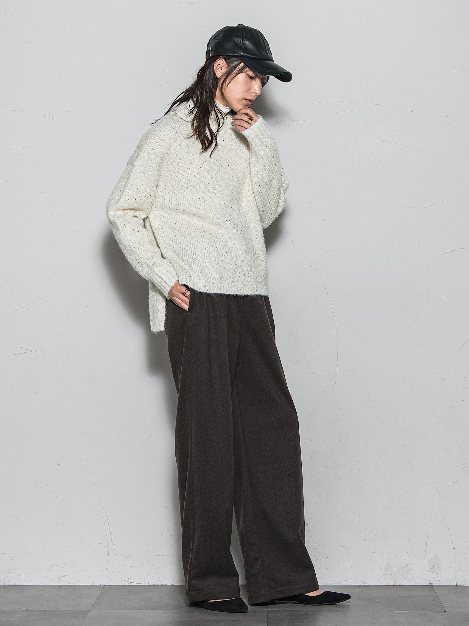 ラメスパンコールクルーネックニット≪手洗い可能≫