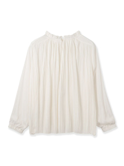 ドレープサテンフリルネックブラウス