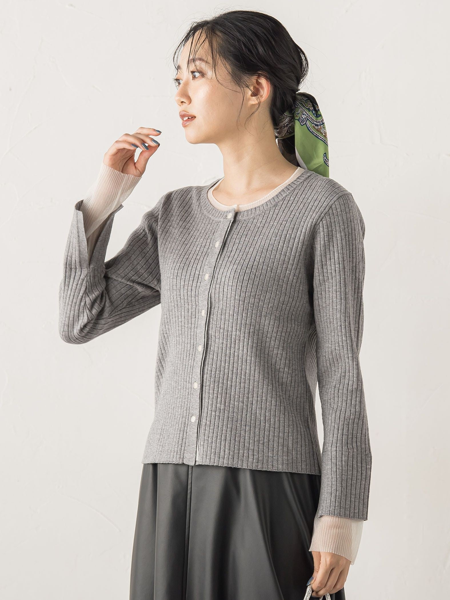 シアー切替えRIBニット≪手洗い可能≫