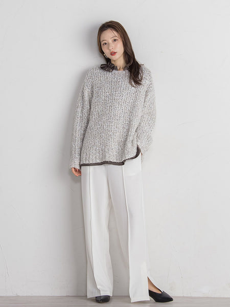 ポンチサイドスリットワイドパンツ≪セットアップ対応/手洗い可能≫