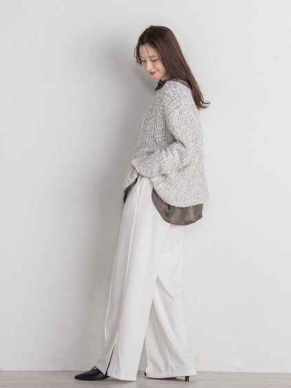 ポンチサイドスリットワイドパンツ≪セットアップ対応/手洗い可能≫