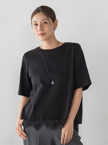 裾レース切り替えTシャツ