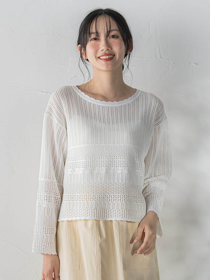 レース柄ニット