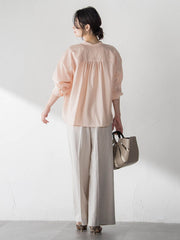 シアーバンドカラーブラウス≪洗える≫