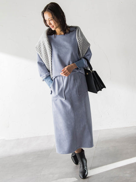 【WEB限定】フェイクスエードナロースカート≪セットアップ対応/洗える≫