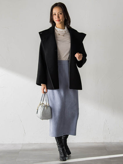 【WEB限定】フェイクスエードナロースカート≪セットアップ対応/洗える≫