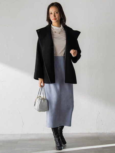 【WEB限定】フェイクスエードナロースカート≪セットアップ対応/洗える≫