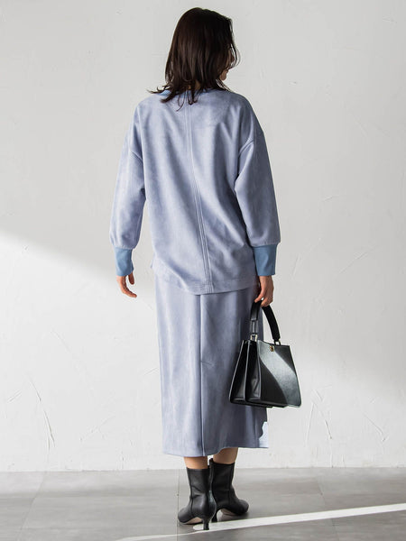 【WEB限定】フェイクスエードナロースカート≪セットアップ対応/洗える≫