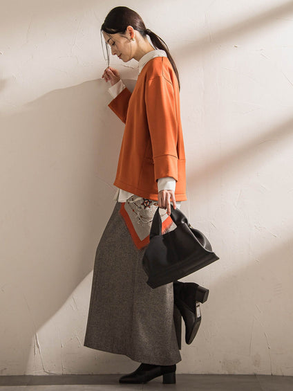 【WEB限定】《暖色美》裏起毛Vネックトップス≪手洗い≫