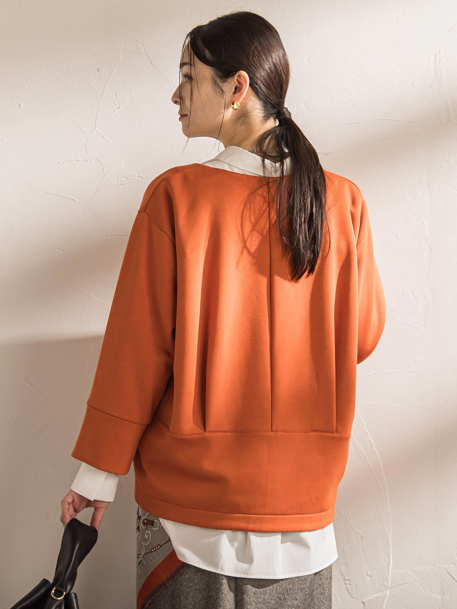 【WEB限定】《暖色美》裏起毛Vネックトップス≪手洗い≫