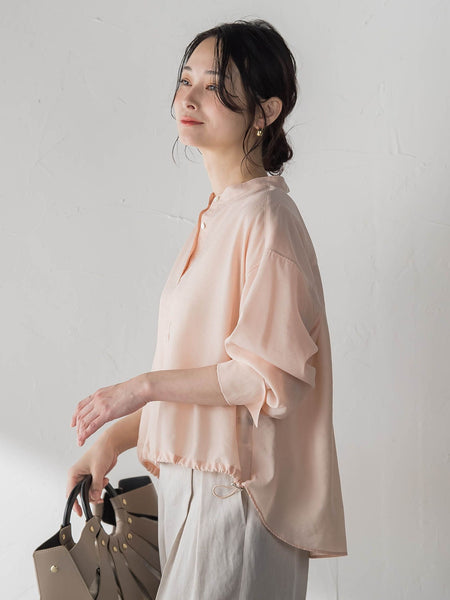 シアーバンドカラーブラウス≪洗える≫
