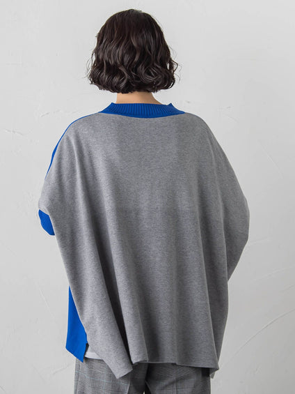 【WEB限定】”前後で印象が変わる”ドルマンバイカラーニット