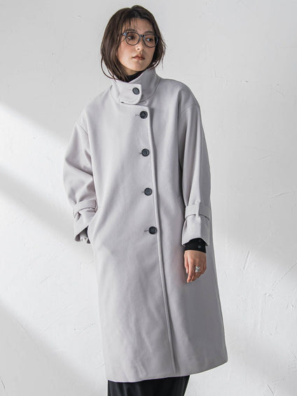 フェイクウールスタンドカラーコート